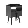 15.75" Rattan End table with Power Outlet & USB Ports , Modern nightstand with drawer and solid wood legs, side table for living roon, bedroom