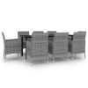 9 Piece Patio Dining Set with Cushions Poly Rattan and Glass