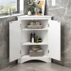 Triangle Bathroom Storage Cabinet with Adjustable Shelves, Freestanding Floor Cabinet for Home Kitchen