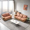 Living Room Furniture Linen Fabric Faux Leather with Wood Leg 2+3 Sectional (Dark Grey)