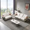 Living Room Furniture Linen Fabric Faux Leather with Wood Leg 2+3 Sectional (Dark Grey)