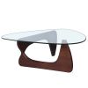 Living room triangle 12mm tempered glass solid wood base coffee table