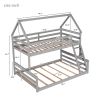 Twin over Full House Bunk Bed with Built-in Ladder,Gray