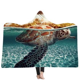 New Ocean Turtle Series Hooded Blanket Cape (Option: 4style-130x150cm)