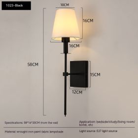 Indoor Bedroom Bedside Reading Wall Lamp (Option: 12W Three Color Light Bulb-1023 Black)