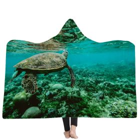 New Ocean Turtle Series Hooded Blanket Cape (Option: 8style-130x150cm)