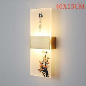 Plum, Orchid, Bamboo, Chrysanthemum LED Bedside Lamp (Option: Plum blossom-40x15cm-White light)