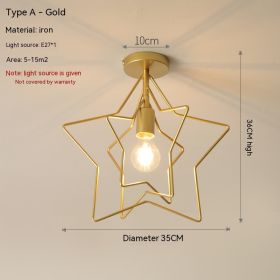 Ceiling Lamp Creative Five-pointed Star (Option: With LED Bulb-Gold)